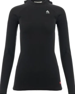 Aclima WarmWool Hoodsweater V2 naisten merinohuppari, Jet Black