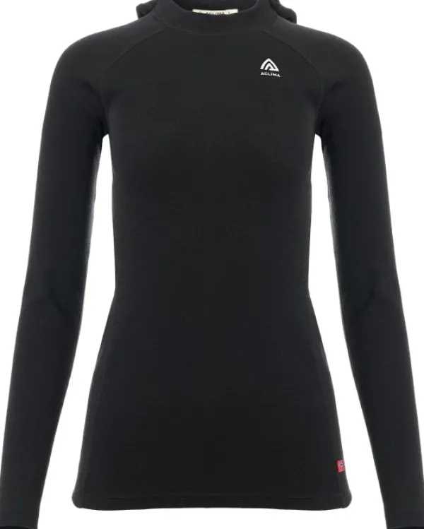 Aclima WarmWool Hoodsweater V2 naisten merinohuppari, Jet Black