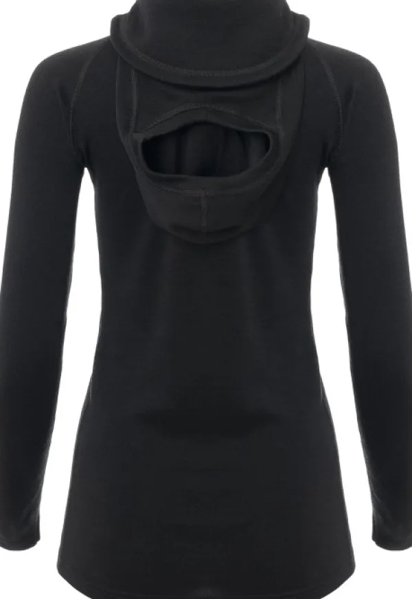 Aclima WarmWool Hoodsweater V2 naisten merinohuppari, Jet Black