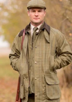 Alan Paine M's Rutland Waterproof Tweed Shooting Coat Dark Moss
