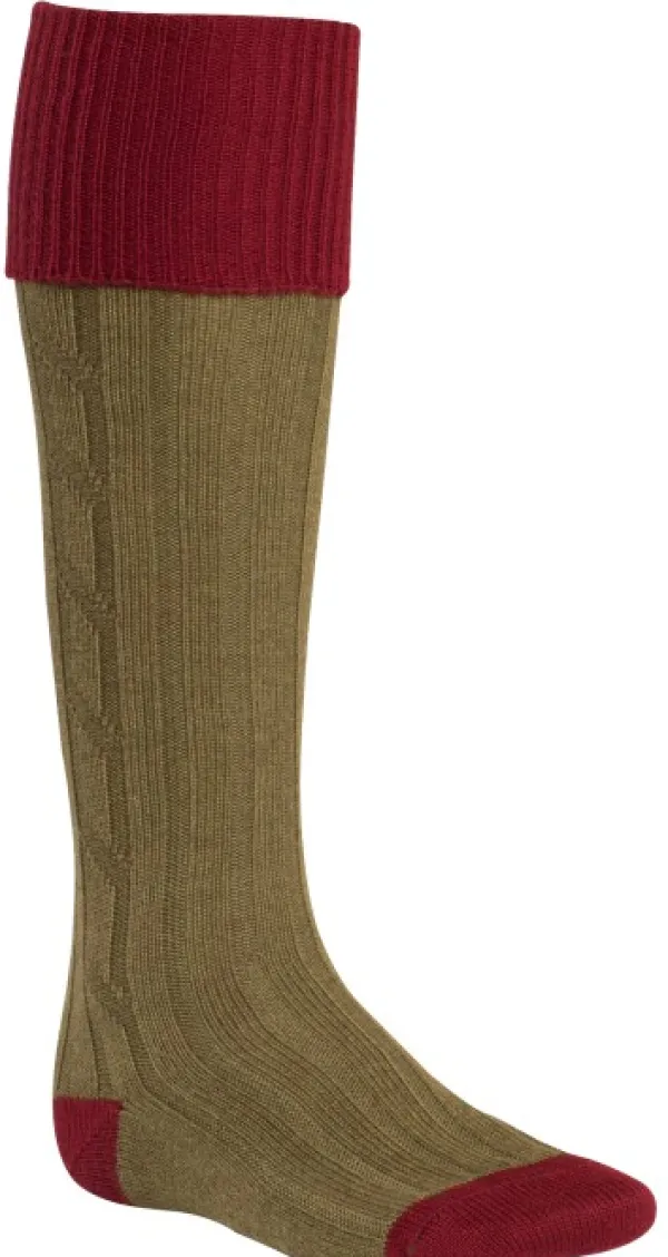 Alan Paine Shooting Sock sukat, Bordeaux/Olive