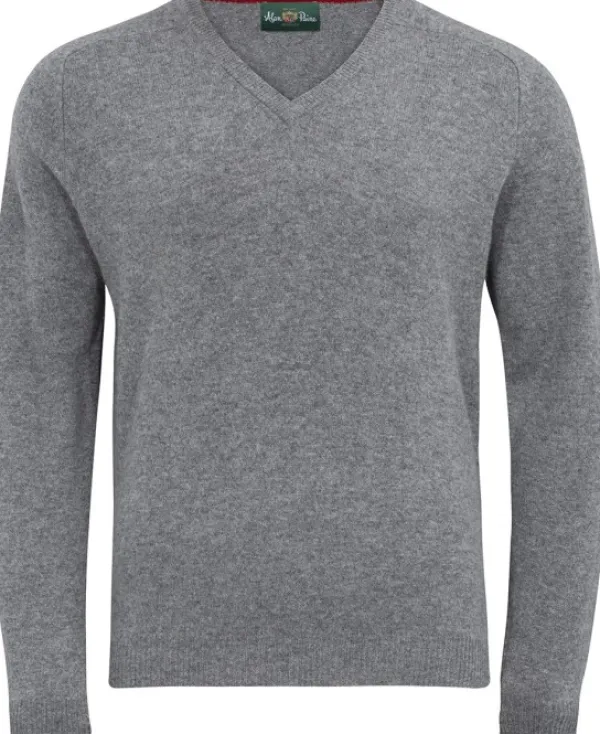 Alan Paine Streetly V-Neck Pullover lampaanvillainen pusero, Grey Mix