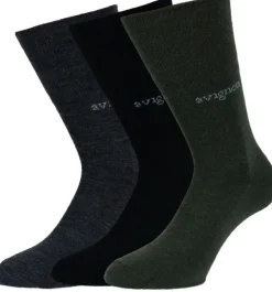 Avignon Liner Ull 3-pack Musta/Harmaa/Vihreä