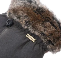 Barbour Wax with Fur Trim Mittens naisten kintaat, maastonvihreä