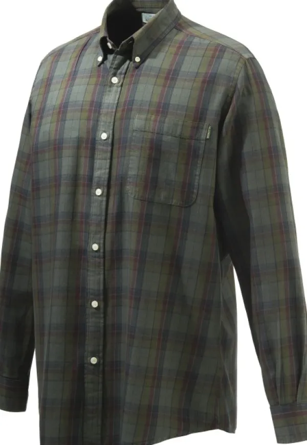 Beretta Wood Button Down Shirt kauluspaita, Green & Red Overdyed Moss