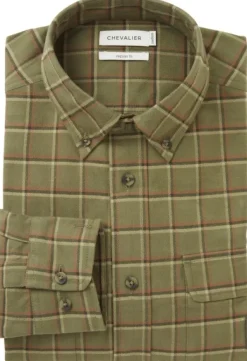 Chevalier Heron Flannel Shirt paita, Field Green Checked