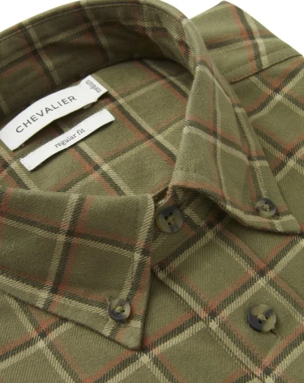 Chevalier Heron Flannel Shirt paita, Field Green Checked