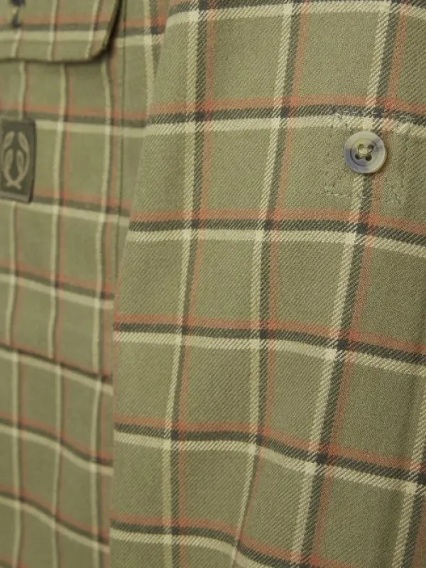 Chevalier Heron Flannel Shirt paita, Field Green Checked