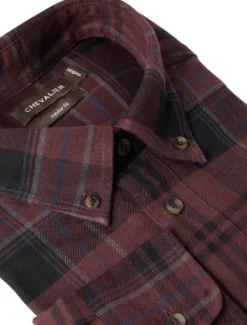 Chevalier M's Willow Flannel Shirt Wine Red Checked