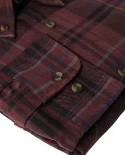 Chevalier M's Willow Flannel Shirt Wine Red Checked