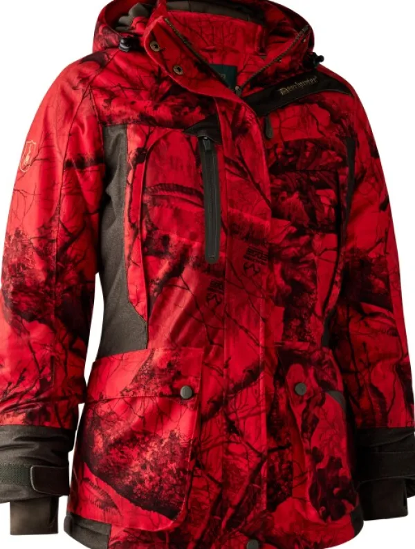 Deerhunter Lady Raven Arctic Jacket naisten metsästystakki, camo/punainen