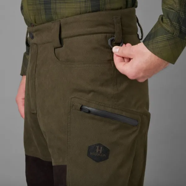 Härkila Driven Hunt HWS Leather Trousers metsästyshousut, Willow Green/Shadow Brown